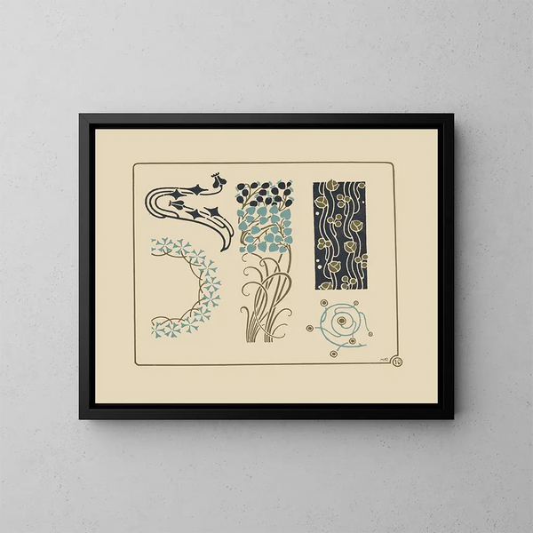 Conception abstraite basée sur de petites feuilles sur des tiges - Maurice Pillard Verneuil — framed artwork on a wall