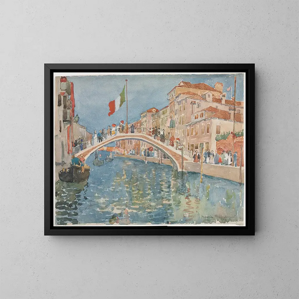 Un puente en Venecia - Maurice Prendergast — cuadro enmarcado en la pared