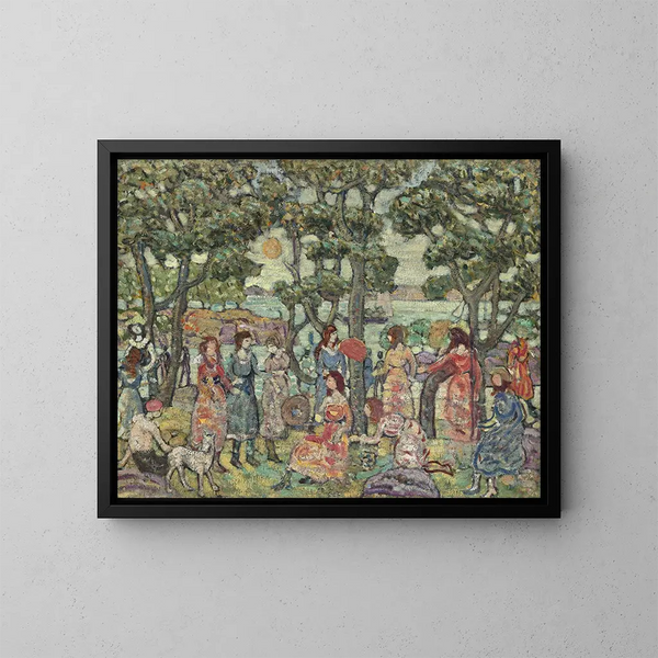 Paisaje con figuras - Maurice Prendergast — cuadro enmarcado en la pared