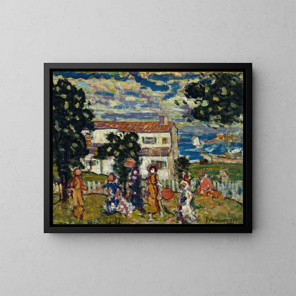 Pueblo de Nueva Inglaterra - Maurice Prendergast — cuadro enmarcado en la pared