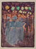 Escena nocturna con tres mujeres en azul - Maurice Prendergast — vista de la obra