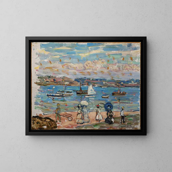 Paseo junto al mar - Maurice Prendergast — cuadro enmarcado en la pared