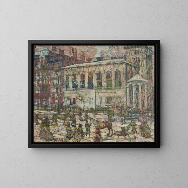 Día de nieve en Boston - Maurice Prendergast — cuadro enmarcado en la pared
