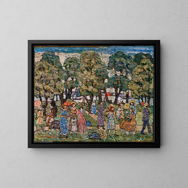 Bajo los árboles - Maurice Prendergast — cuadro enmarcado en la pared