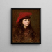 Retrato de una niña con boina roja - Maurycy Trębacz — cuadro enmarcado en la pared