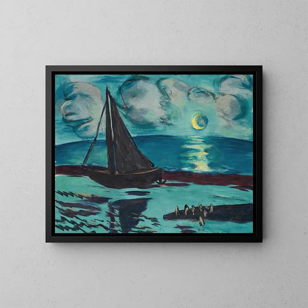 Noche de luna junto al mar - Max Beckmann — cuadro enmarcado en la pared