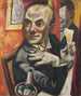 Self-portrait with a glass of champagne - Max Beckmann — artwork view