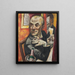 Self-portrait with a glass of champagne - Max Beckmann — framed artwork on a wall