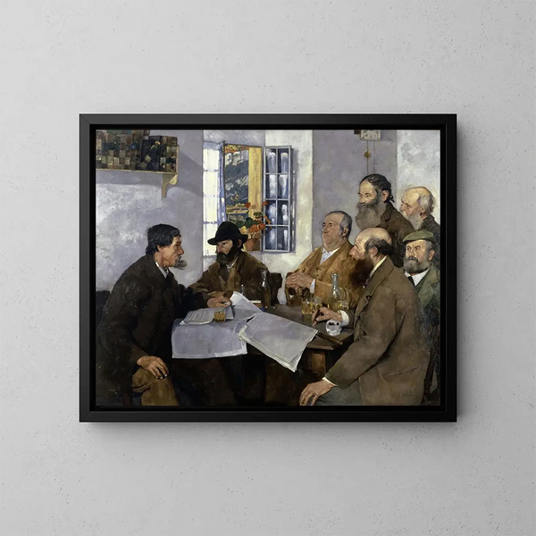 Los políticos del pueblo - Max Buri — cuadro enmarcado en la pared