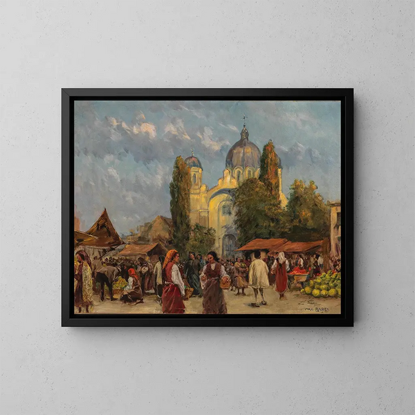 Mercado en Sofía - Max Friedrich Rabes — cuadro enmarcado en la pared