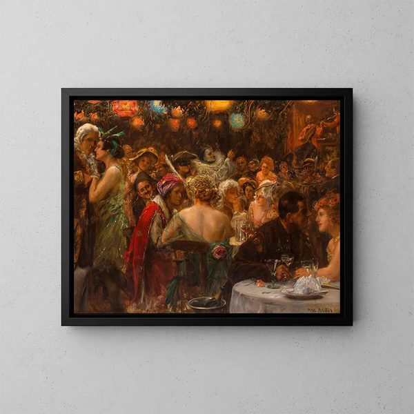 El baile de máscaras - Max Friedrich Rabes — cuadro enmarcado en la pared