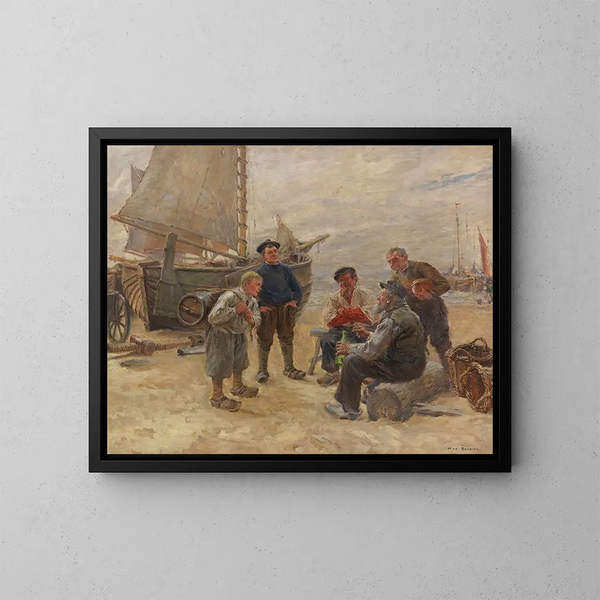 Pescador en la playa - Max Gaisser — cuadro enmarcado en la pared