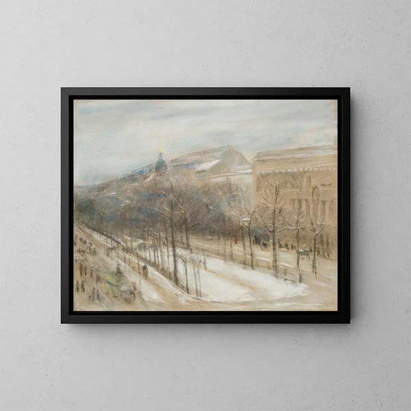 Vista desde la ventana del salón del artista en la calle Unter den Linden - Max Liebermann — cuadro enmarcado en la pared