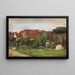Casas de Pueblo con Girasoles - Max Liebermann — cuadro enmarcado en la pared