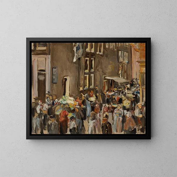 Calle de los Judíos en Ámsterdam, esquina de Uilenburgersteeg y Jodenbreestraat - Max Liebermann — cuadro enmarcado en la pared