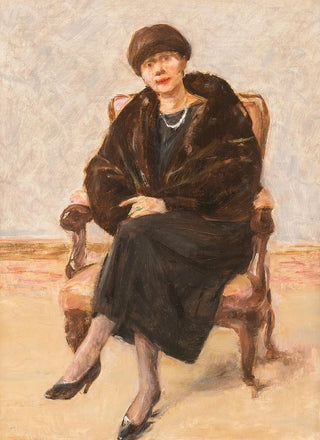 Max Liebermann - Portrait of Lola Leder in fur coat sitting.webp