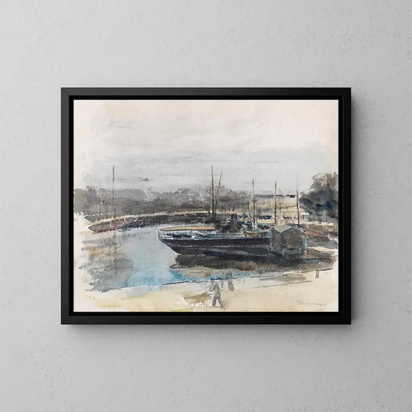 Quai à Hambourg - Max Liebermann — cuadro enmarcado en la pared