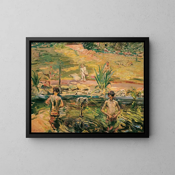 de niños nadando - Max Slevogt — cuadro enmarcado en la pared
