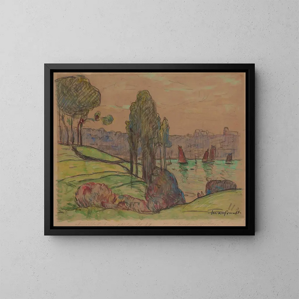 Los veleros rojos en Douarnenez - Maxime Maufra — cuadro enmarcado en la pared