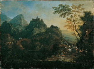Maximilian Joseph Schinnagl - Ideale Berglandschaft mit Brcke.webp