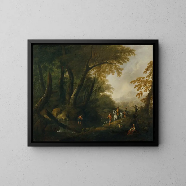 Paisaje forestal con un curso de agua a la izquierda - Maximilian Joseph Schinnagl — cuadro enmarcado en la pared