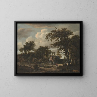 Meindert Hobbema - Wooded Landscape with Cottage and Horseman.webp