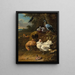 Pollos y palomas en un paisaje - Melchior d'Hondecoeter — cuadro enmarcado en la pared