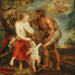Méleagre presentando la cabeza del jabalí caledonio a Atalanta - Seguidor de Peter Paul Rubens — presentado en un interior