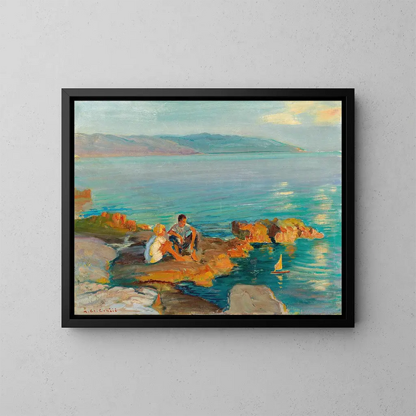Niños en la playa - Menci Clement Crnčić — cuadro enmarcado en la pared