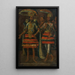 Retrato de Moctezuma y Cuauhtémoc - Escuela mexicana — cuadro enmarcado en la pared