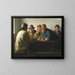 Fishermen around a table drinking a glass after work - Michael Ancher — framed artwork on a wall
