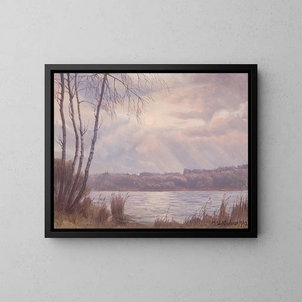 Atardecer en el Simssee - Michael Licklederer — cuadro enmarcado en la pared