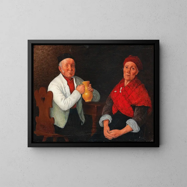 Pareja sentada - Michael Neder — cuadro enmarcado en la pared