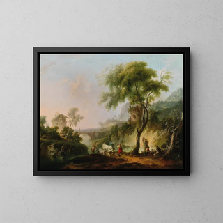 Michael Wutky - A Mediterranean landscape with shepherds and their flock.webp