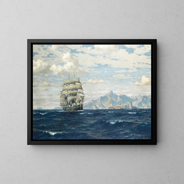 Nave en el mar frente a Creta - Michael Zeno Diemer — cuadro enmarcado en la pared
