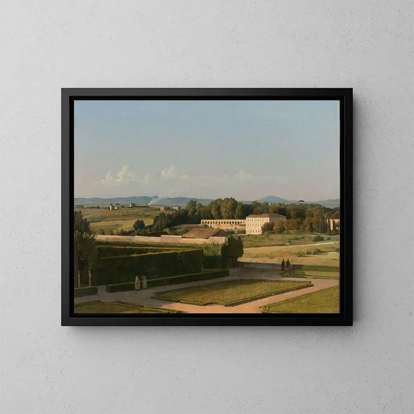 Vista de los jardines de la Villa Médicis - Michel Martin Drolling — cuadro enmarcado en la pared