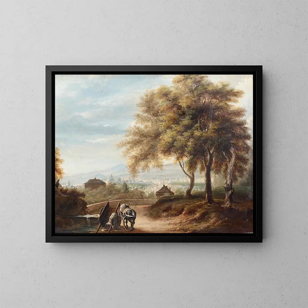View of Genoa from the Albaro Hill - Michele Cesare Danielli — framed artwork on a wall
