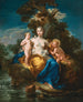 Latón y sus hijos Apolo y Diana en un paisaje a la luz de la luna - Michele Rocca — vista de la obra