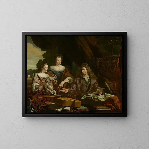 David, Agneta and their daughter Catherina de Neufville - Michiel van Musscher — framed artwork on a wall