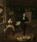Retrato de Michiel Comans 1614-1687 calígrafo grabador pintor e instructor con su tercera esposa Elisabeth van der Mersche - Michiel van Musscher — vista de la obra