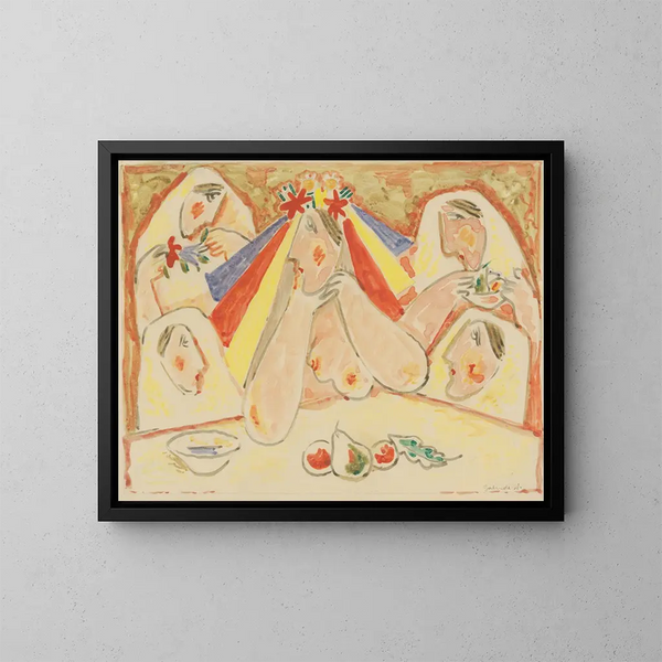The bride among the bridesmaids - Mikuláš Galanda — framed artwork on a wall