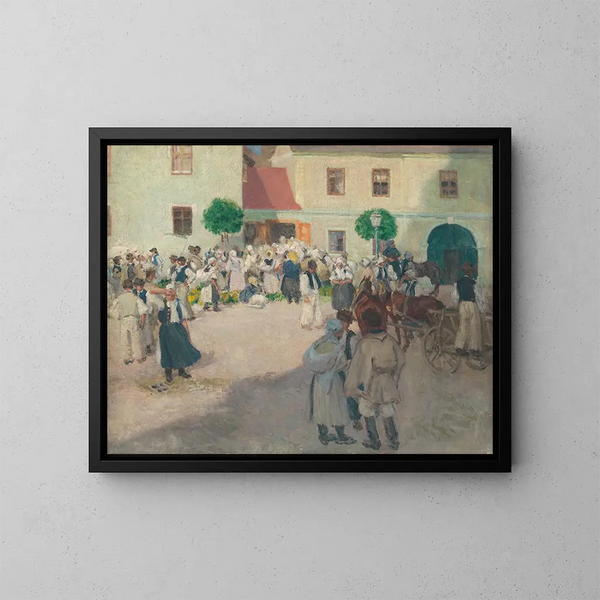 Mercado en Myjava - Miloš Jiránek — cuadro enmarcado en la pared