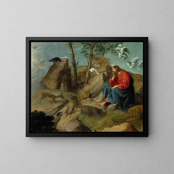 Cristo en el desierto - Moretto da Brescia — cuadro enmarcado en la pared
