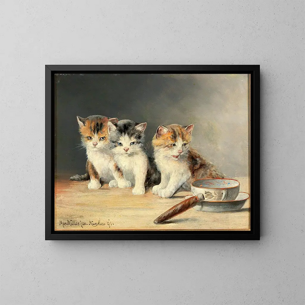 Tres gatitos - Moritz Müller — cuadro enmarcado en la pared