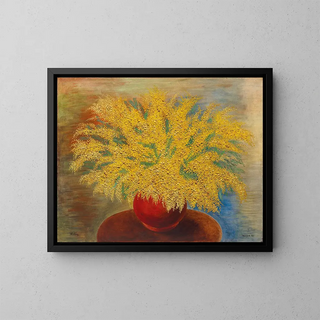 Mose Kisling - Bouquet de mimosas au pot rouge.webp