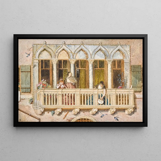 Myles Birket Foster - A balcony on the grand canal Venice.webp