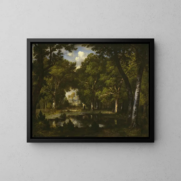 Pond in the Woods - Narcisse Virgile Diaz de la Peña — framed artwork on a wall