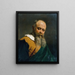 Man with beard, fur collar, and chain - Natale Schiavone — framed artwork on a wall