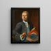 Portrait of an artist holding a drawing on an unfinished canvas beyond - Nathaniel Hone — framed artwork on a wall