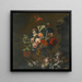 Nature morte de roses, tulipes panachées, pivoines et autres fleurs dans un vase sculpté, avec des raisins et un ara - Simon Verelst — wall display of the artwork